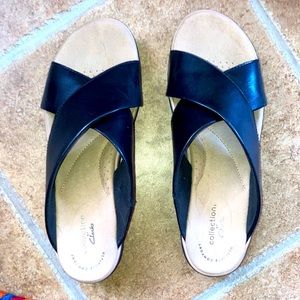 Clarks Leather Slip-On Sandals
